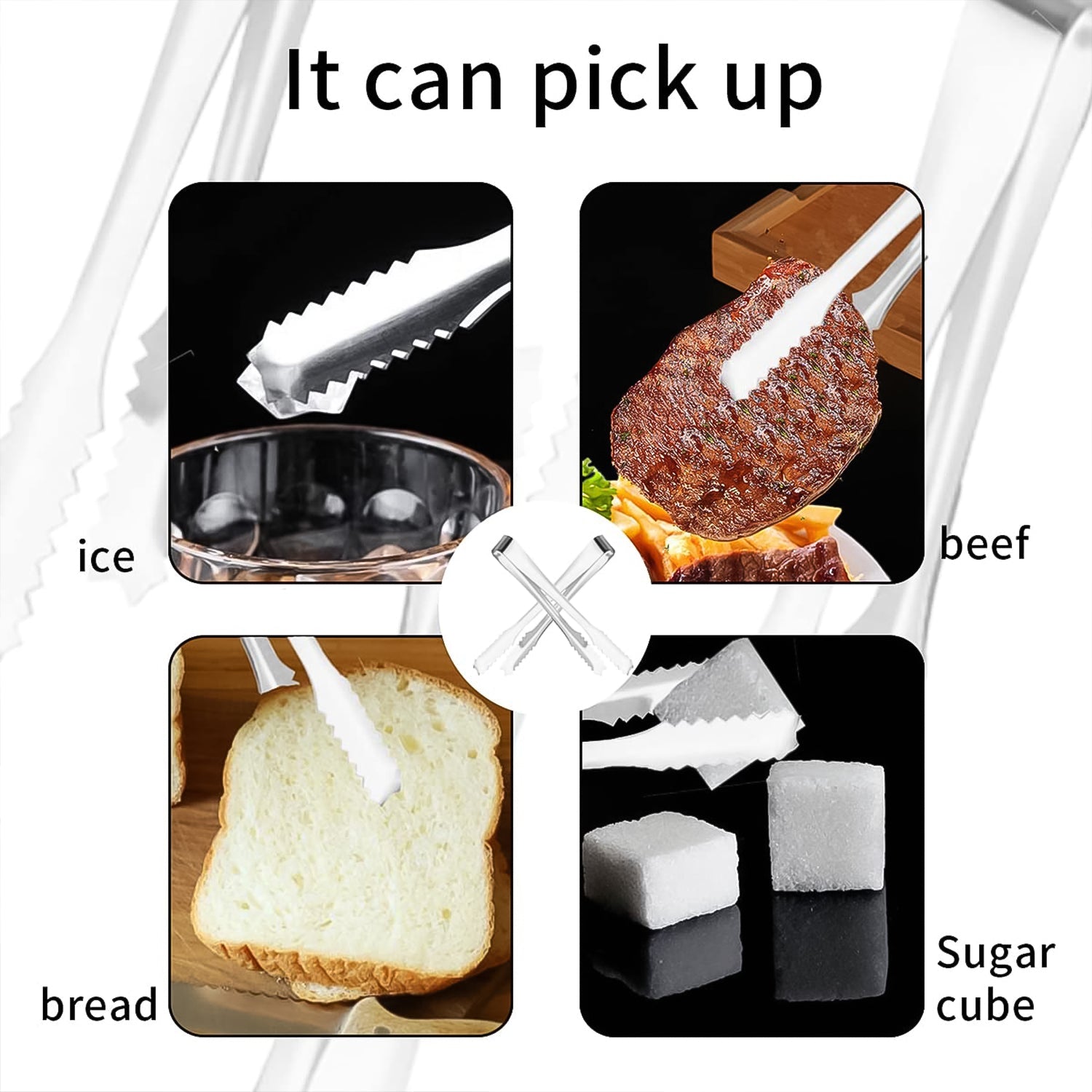 Stainless Steel Tong for Lifting Ice Cubes, Sugar Cubes | Serving Tongs (13 Cm / 1 Pc) Stainless Steel Tong for Lifting Ice Cubes, Sugar Cubes | Serving Tongs (13 Cm / 1 Pc)